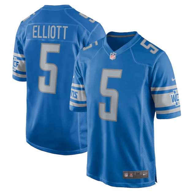 mens nike deshon elliott blue detroit lions player game jersey